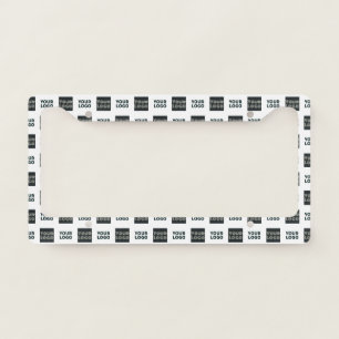 2 Logos Simple Repeating Logos White License Plate Frame