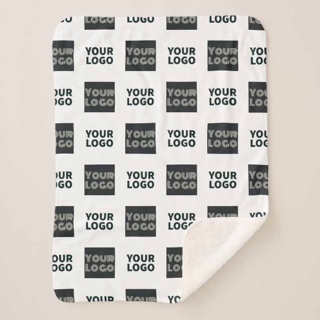2 Logos Simple Repeating Logos | White Sherpa Blanket (Front)