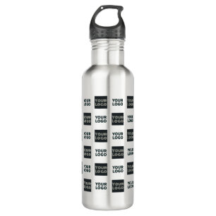 2 Logos Simple Repeating Logos   White Stainless Steel Water Bottle