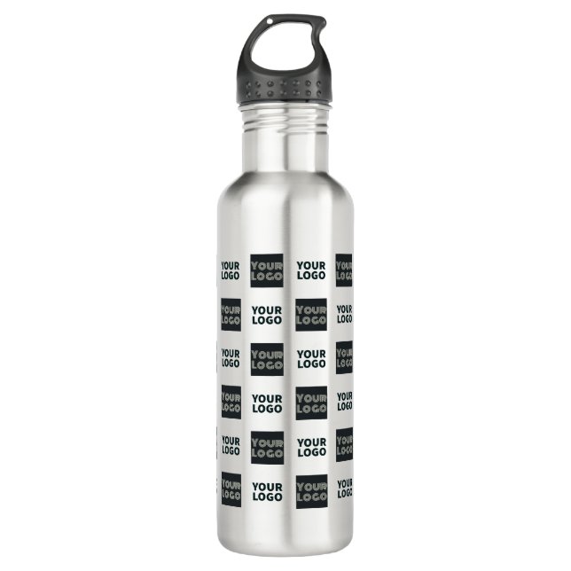 2 Logos Simple Repeating Logos | White Stainless Steel Water Bottle (Front)