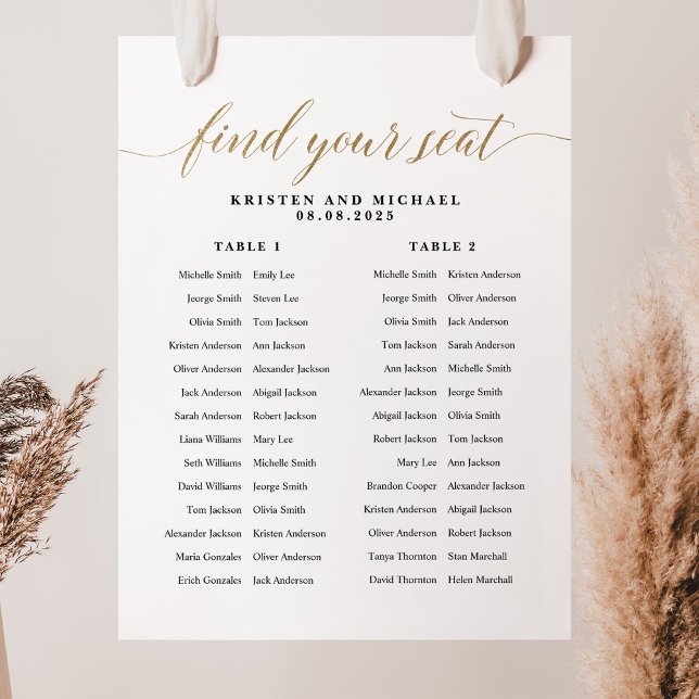 2 Long Tables Find Your Seat Seating Chart Foam Board (Creator Uploaded)