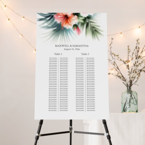 2 Long Tables Floral Wedding Seating Chart Sign