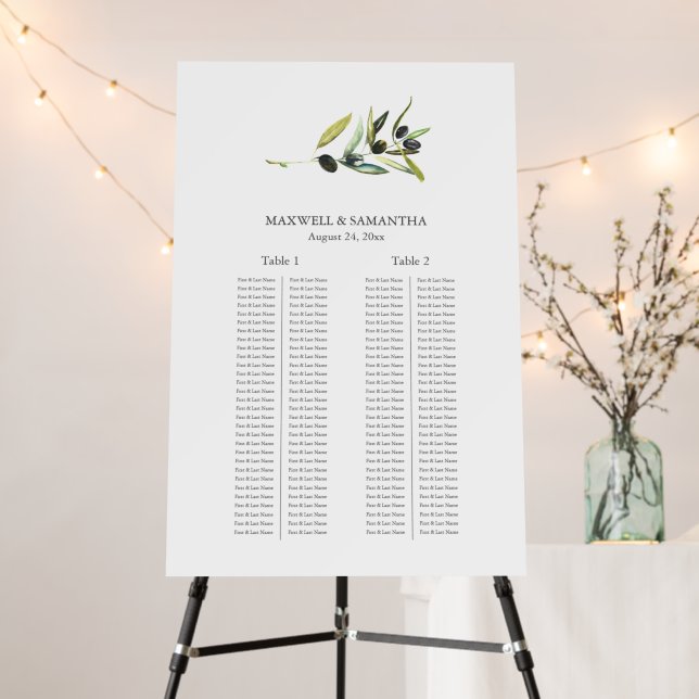 2 Long Tables Floral Wedding Seating Charts Sign (In Situ (Stand))