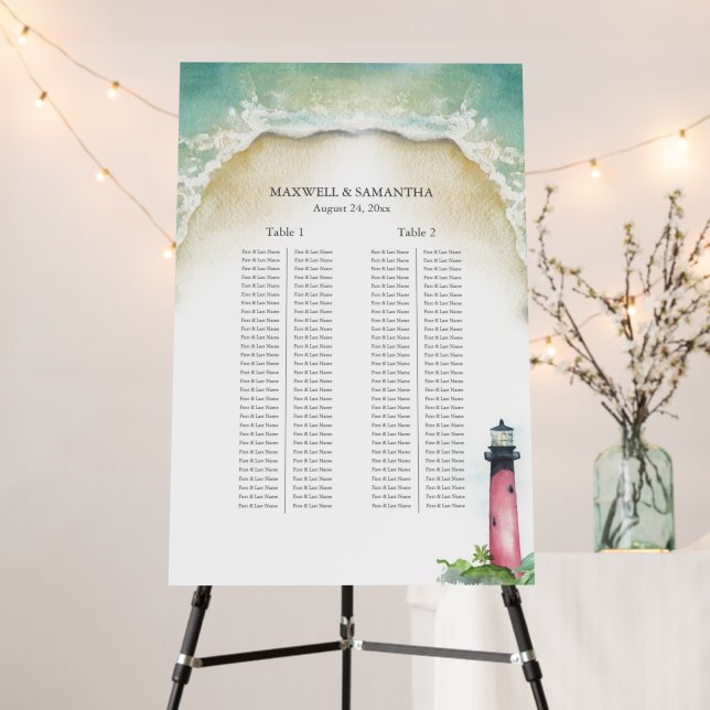 2 Long Tables Lighthouse Wedding Seating Chart Foam Board (In Situ (Stand))
