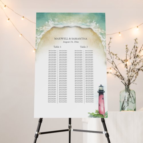 2 Long Tables Lighthouse Wedding Seating Chart Foam Board
