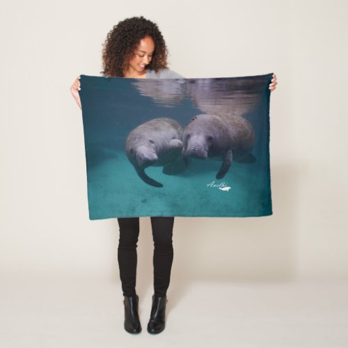 2 Manatee Friends fleece blanket