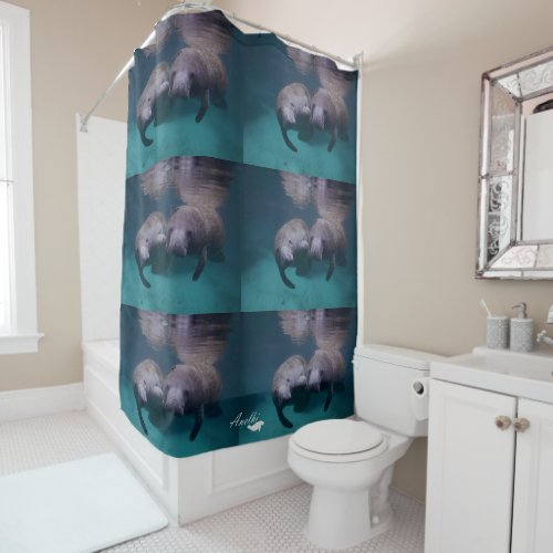 2 Manatee Friends shower curtain