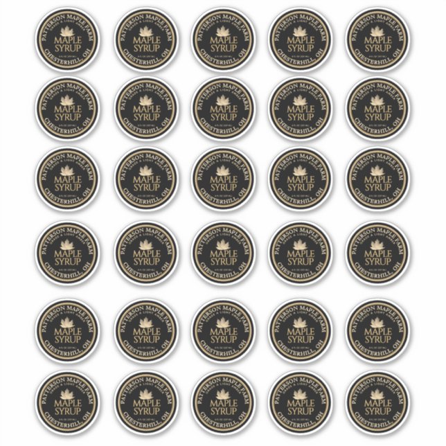 2" Maple Syrup Gold Leaf on Black Waterproof St Sticker (Front)