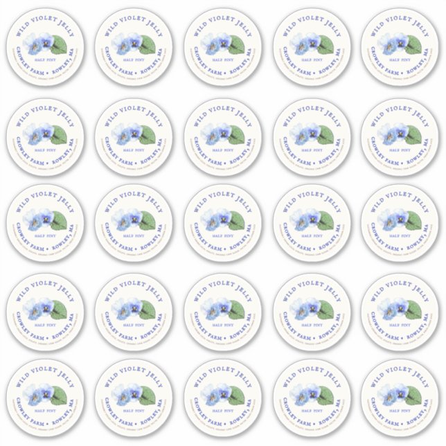 2" Mason Jar Lid Label Violet Jelly Vinyl (Front)