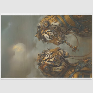 2 Mechanical Tigers Decoupage Tissue Paper