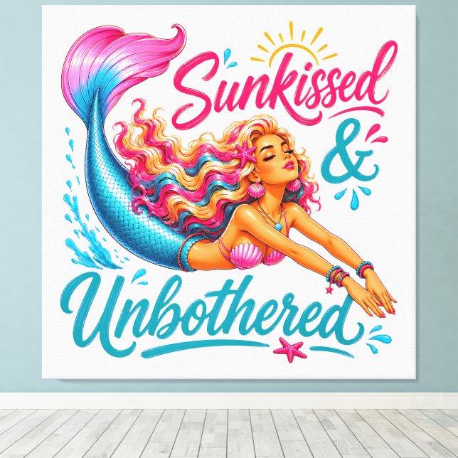 #2 Mermaid Wall Art  Wrapped Canvas (Gloss) (Insitu(Wood Floor))