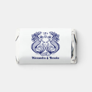 2 Mermaids Making Heart Sign Wedding Couple Names Hershey's Miniatures
