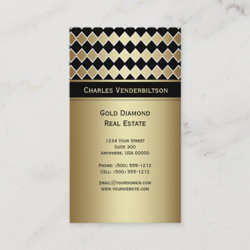 #2 Modern Black Gold Diamond Business Card