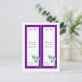 2 Modern Purple Peacock Save the Date Bookmarks Announcement Postcard (Standing Front)