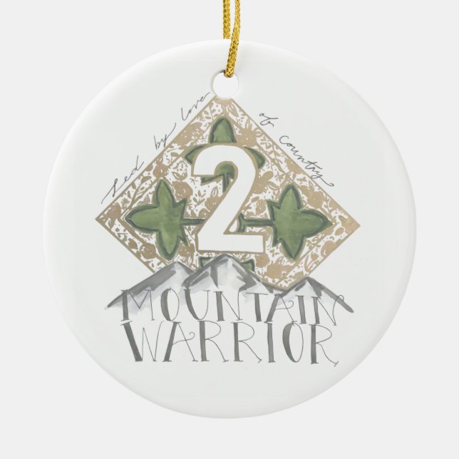 2 Mountain Warrior Post-Its Ceramic Ornament (Front)