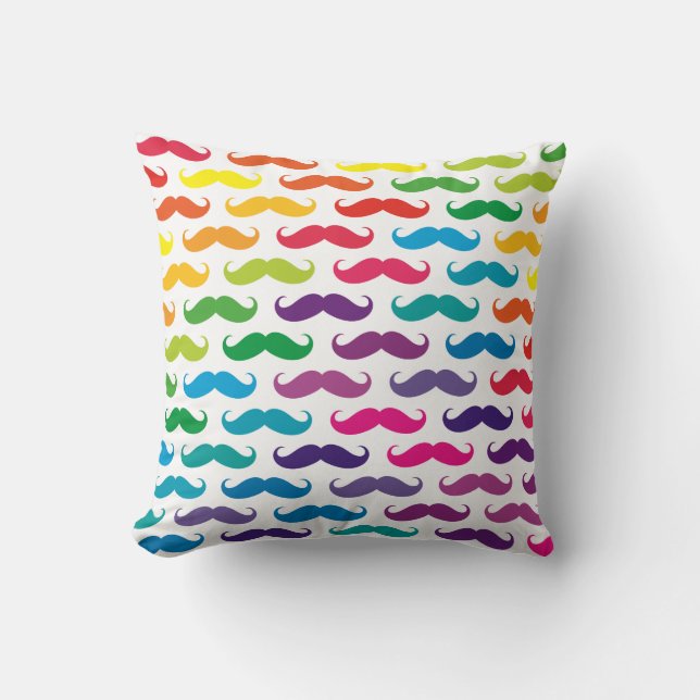 #2 Multicolored Mustache Patterned Throw Pillows (Front)