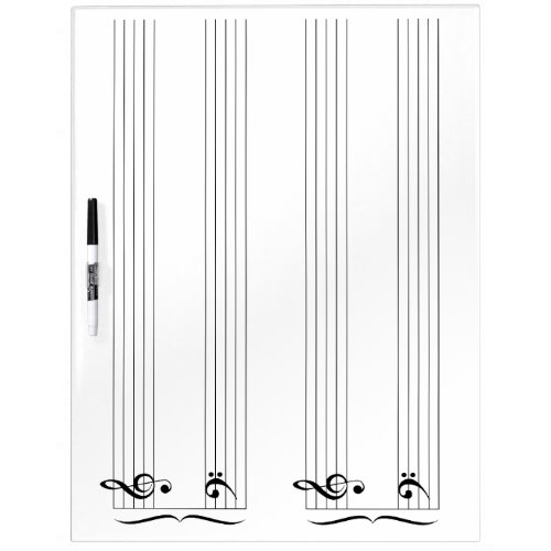2 Musical Grand Staffs Staves Systems Empty Blank Dry Erase Board