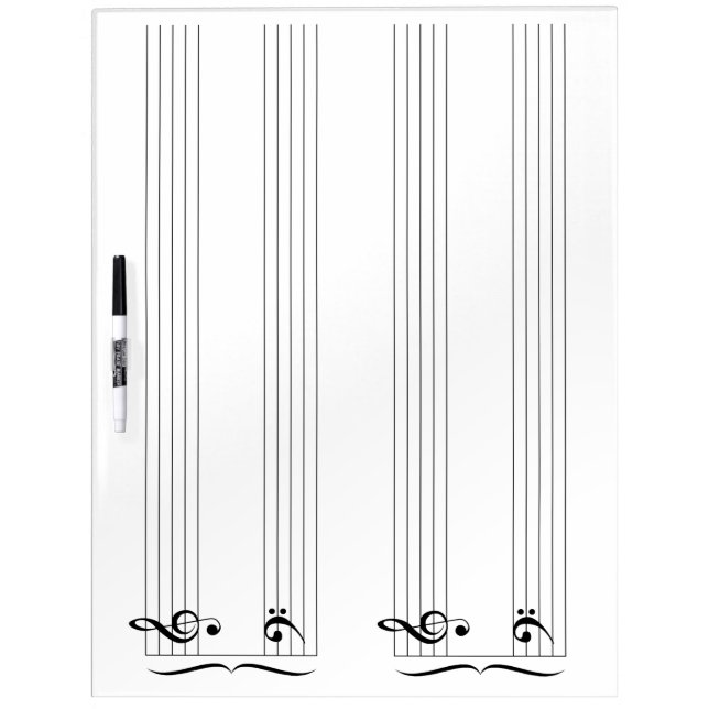2 Musical Grand Staffs Staves Systems Empty Blank Dry Erase Board (Front)