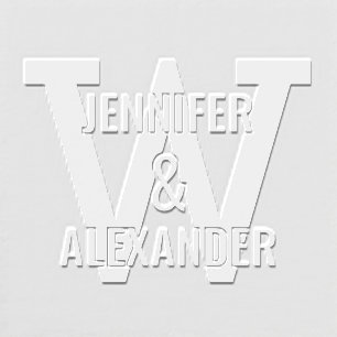 2 Names Over Simple Bold Single Initial Monogrm #1 Embosser