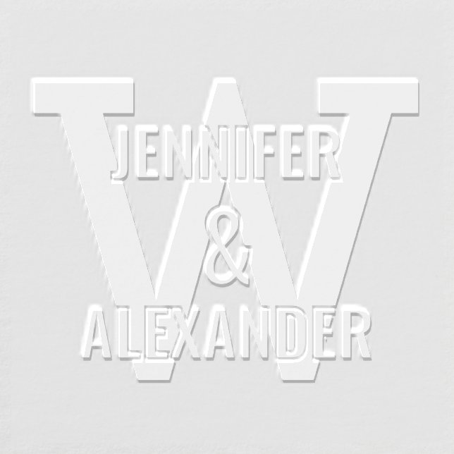 2 Names Over Simple Bold Single Initial Monogrm #1 Embosser (Design)