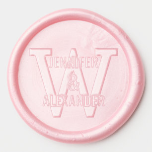 2 Names Over Simple Bold Single Initial Monogrm #1 Wax Seal Sticker
