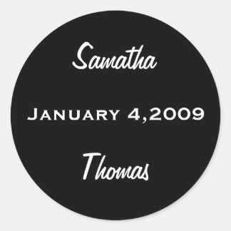 2 Names with Date Black White Sticker