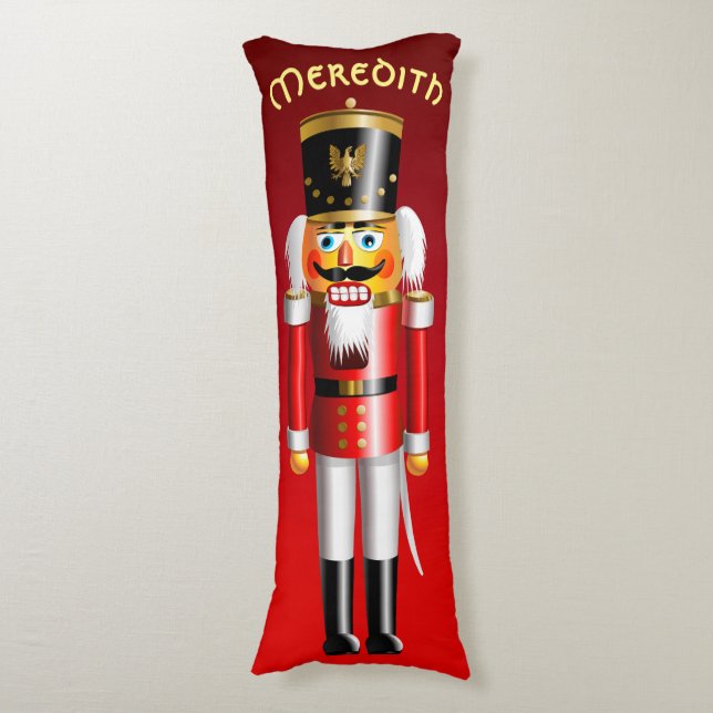 2 Nutty Xmas Nutcracker Toy Soldiers Body Pillow (Front Vertical)