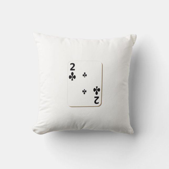 2 of Clubs Playing Card Throw Pillow (Front)