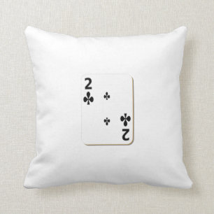 2 of Clubs Playing Card Throw Pillow