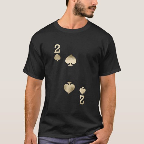 2 Of Spades Playing Card Halloween Costume Gold T_Shirt