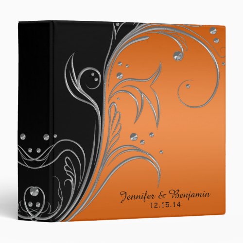 2 Orange Gradient Black Silver Scrolls Album 3 Ring Binder