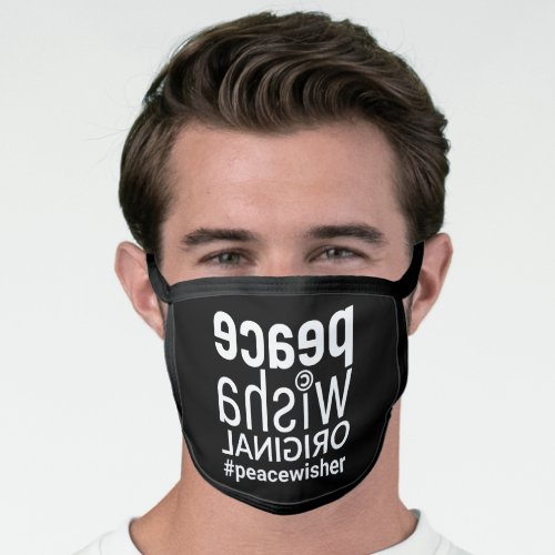 2 _ ORIGINAL Peace Wisha Text On Black Rectangle Face Mask