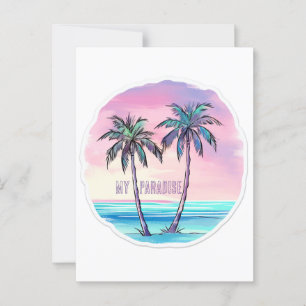  2 palm trees postcard