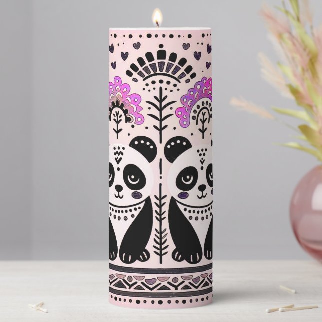 2 pandas in the forest pillar candle (In Situ)