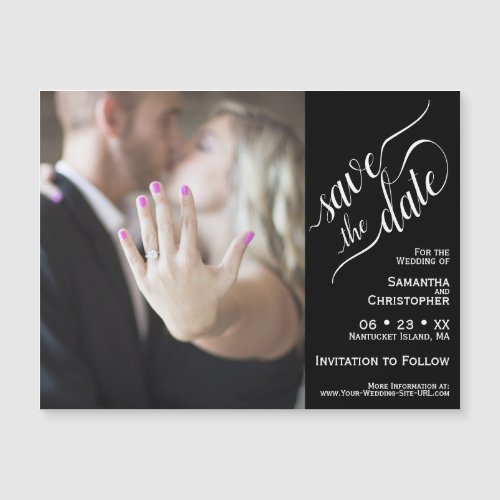 2 Pane Photo Wedding Save the Date Black Magnet