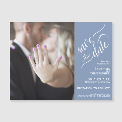 2 Pane Photo Wedding Save the Date Blue Magnet