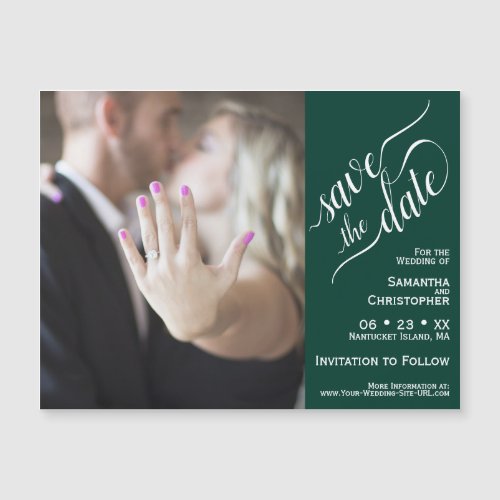 2 Pane Photo Wedding Save the Date Emerald Magnet