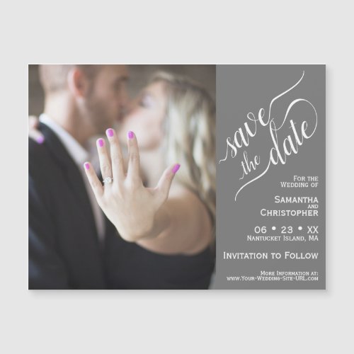 2 Pane Photo Wedding Save the Date Gray Magnet