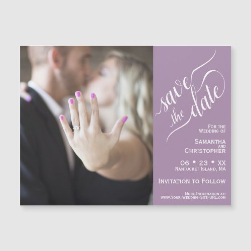 2 Pane Photo Wedding Save the Date Lavender Magnet