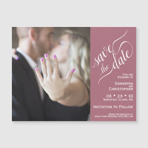 2 Pane Photo Wedding Save the Date Mauve Magnet