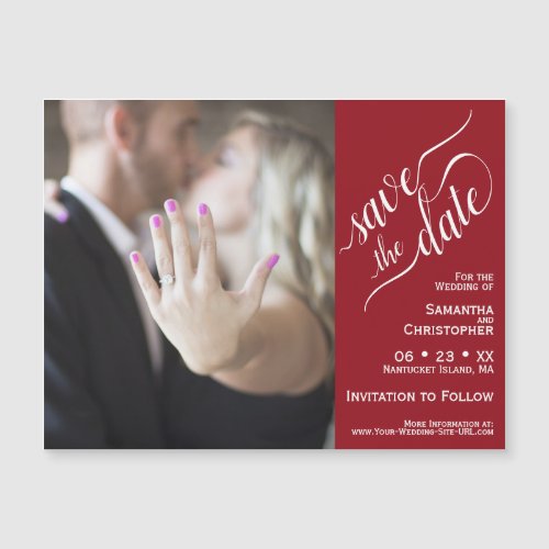 2 Pane Photo Wedding Save the Date Red Magnet
