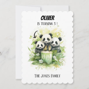 2 Parents 1 Kid - Watercolor Family Birthday   Invitation