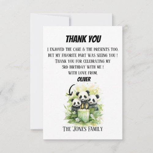 2 Parents 1 Kid _ Watercolor Family Birthday   Thank You Card