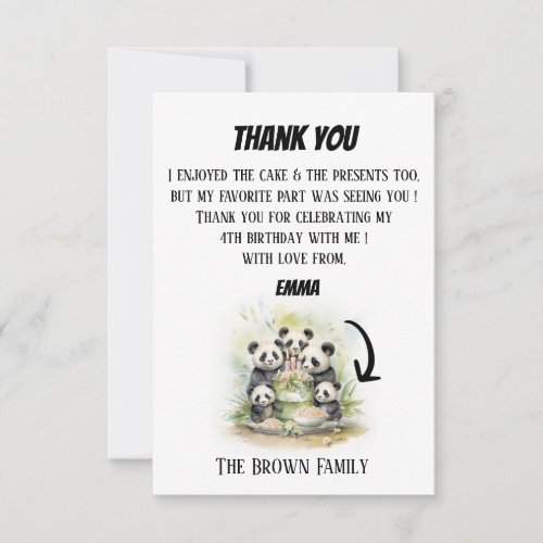 2 Parents 3 Kids _ Watercolor Family Birthday   Thank You Card