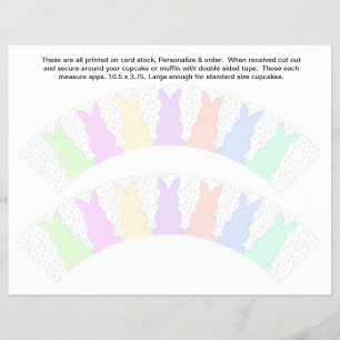 2 Pastel Bunnies Baby Personalize Cupcake Wrappers