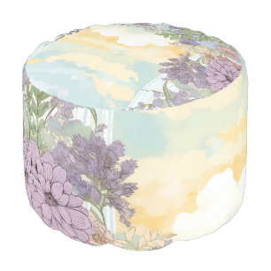*~* 2 Pastel Floral Pattern Ethereal Flowers Pouf