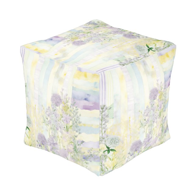 *~* 2 Pastel Floral Pattern Ethereal  Folwers Pouf (Angled Back)