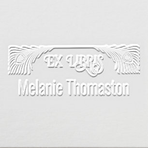 2 Peacock Feathers Art Nouveau Ex Libris Library Embosser