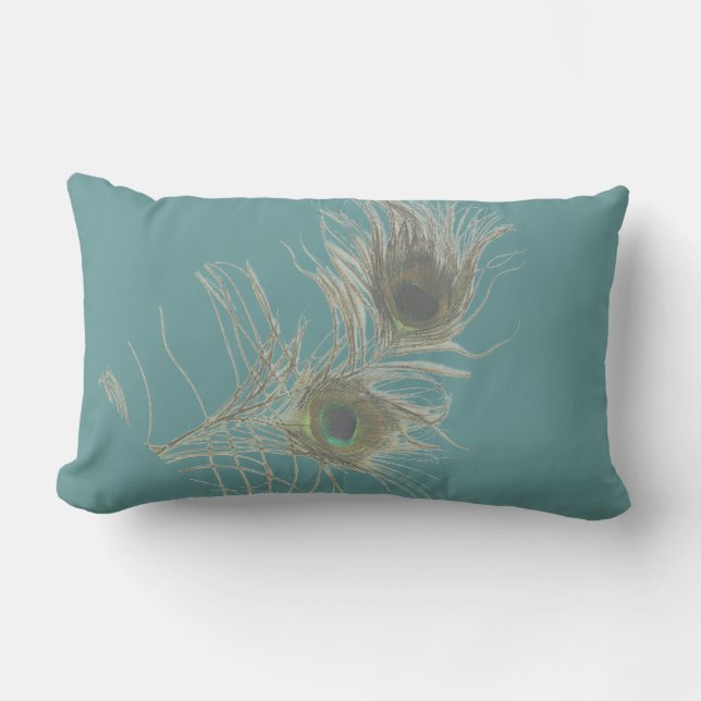 2 Peacock Feathers Pillow (Front)