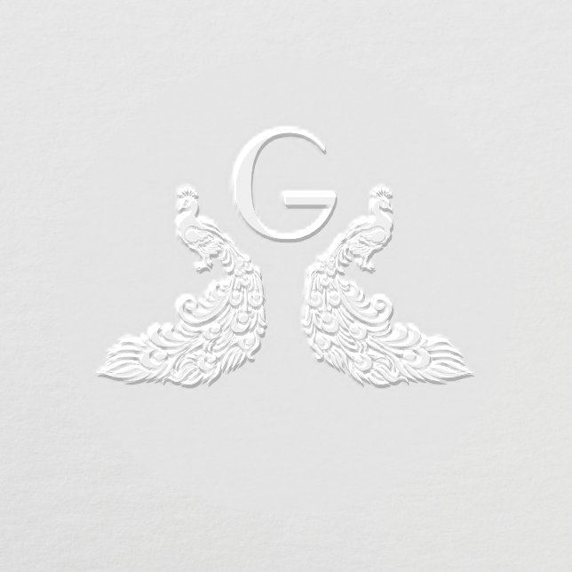 2 Peacocks Silhouette #4 Single Initial  Embosser (Design)